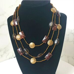 MULTI-STRAND Seed Bead & Large Resin Beaded Necklace